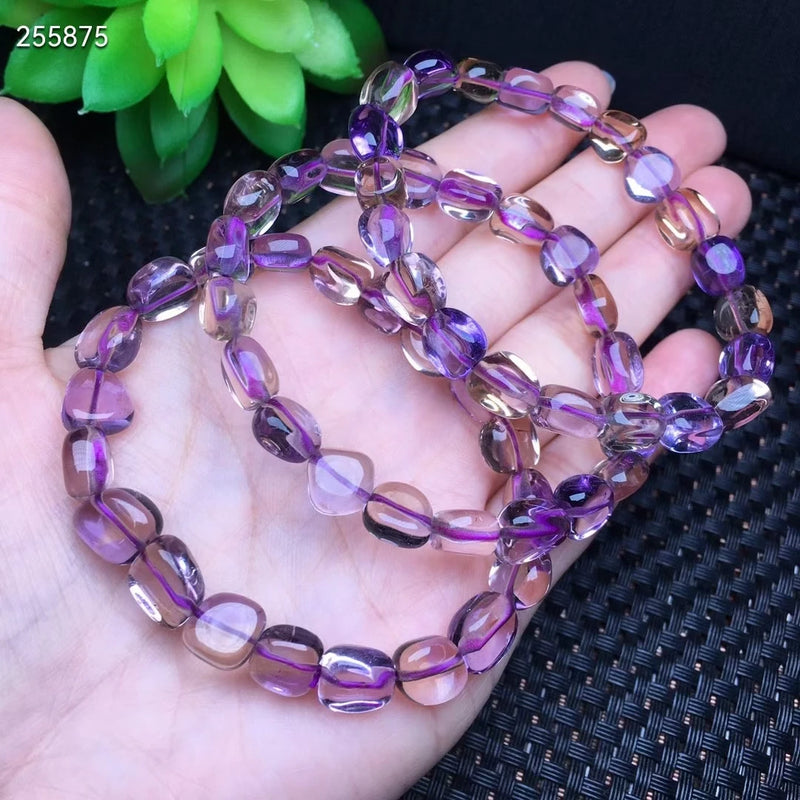 Natural Ametrine Quartz Beads Bracelet 8.3x9.2mm Clear Oval Beads