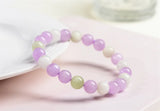 Purple Yellow Kunzite Round Beads Bracelet AAAAAA