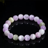 Purple Yellow Kunzite Round Beads Bracelet AAAAAA