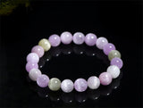 Purple Yellow Kunzite Round Beads Bracelet AAAAAA
