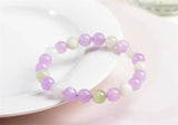 Purple Yellow Kunzite Round Beads Bracelet AAAAAA