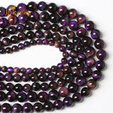 Purple Yellow Tiger Eye Stone Beads Round Loose Spacer Beads 6-12mm