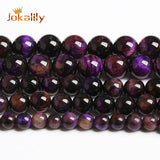 Purple Yellow Tiger Eye Stone Beads Round Loose Spacer Beads 6-12mm