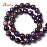 Purple Yellow Tiger Eye Stone Beads Round Loose Spacer Beads 6-12mm