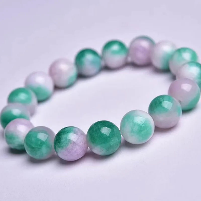 Purple & Jade Chalcedony Beaded Bracelet Women 8-12 mm DIY Accessories