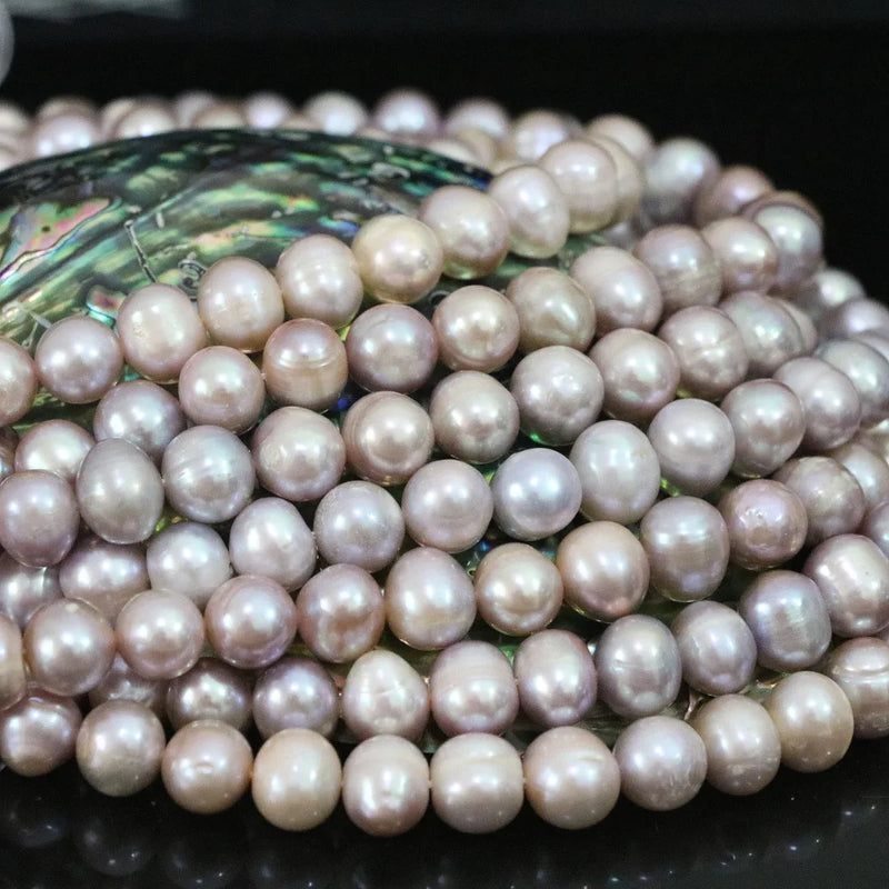 Natural Purple Freshwater Round Pearl Beads 9-10mm Jewelry Making