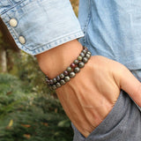 Pyrite Round Beads Stretch Bracelet 6-10mm