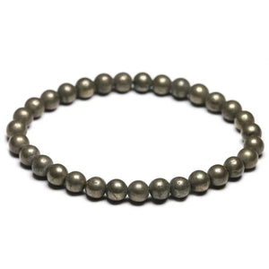 Pyrite Round Beads Stretch Bracelet 6-10mm
