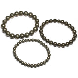 Pyrite Round Beads Stretch Bracelet 6-10mm