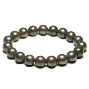 Pyrite Round Beads Stretch Bracelet 6-10mm