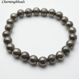 Pyrite 8mm Round Beads Bracelet Stretch Jewelry