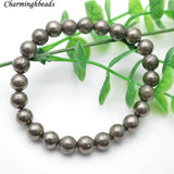 Pyrite 8mm Round Beads Bracelet Stretch Jewelry