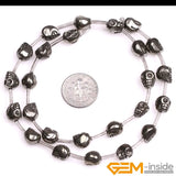 Pyrite Carved Skull Beads DIY Jewelry Making 15-Inch Strand
