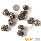 Pyrite Carved Skull Beads DIY Jewelry Making 15-Inch Strand
