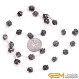 Pyrite Carved Skull Beads DIY Jewelry Making 15-Inch Strand
