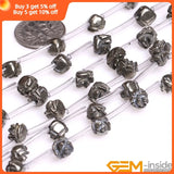 Pyrite Carved Skull Beads DIY Jewelry Making 15-Inch Strand