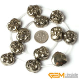 Pyrite Carved Skull Beads DIY Jewelry Making 15-Inch Strand