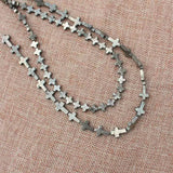 Natural Pyrite Cross Beads 15inch Strand DIY Jewelry