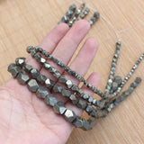 Natural Pyrite Faceted Freeform Loose Beads 15 inch Strand DIY Jewelry Making