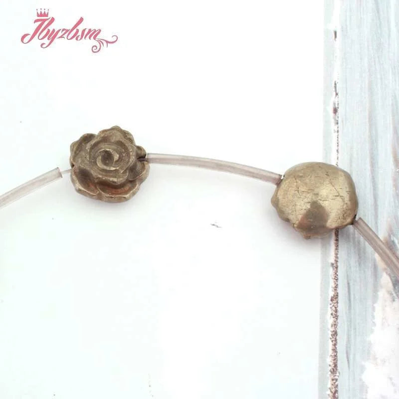 Pyrite Lapis Lazuli Flower Beads 12mm/15mm