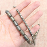 Natural Pyrite Column Beads 15in Strand DIY Jewelry Making