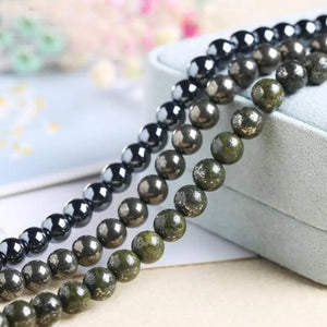 Pyrite Stone Round Beads Necklace Bracelet Jewelry