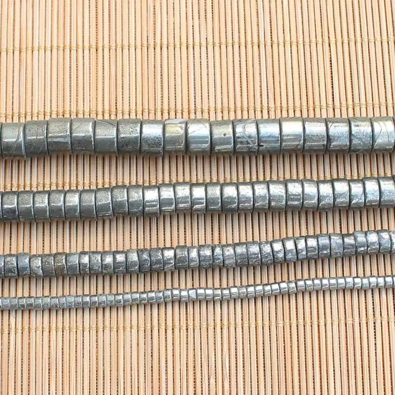 Natural Pyrite Wheel Shape Loose Beads 7.5inch Strand DIY Jewelry Making