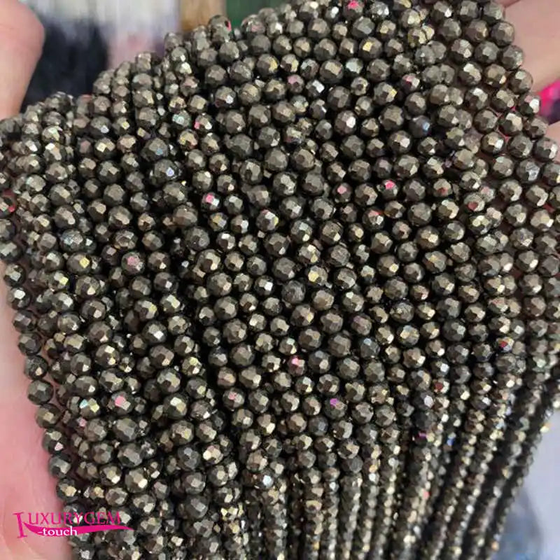 Pyrites Stone Small Beads 2/3/4mm Round Shape