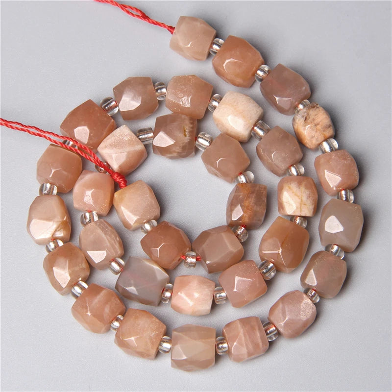 Natural Faceted Cube Sunstone Beads for Jewelry Making