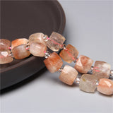 Natural Faceted Cube Sunstone Beads for Jewelry Making