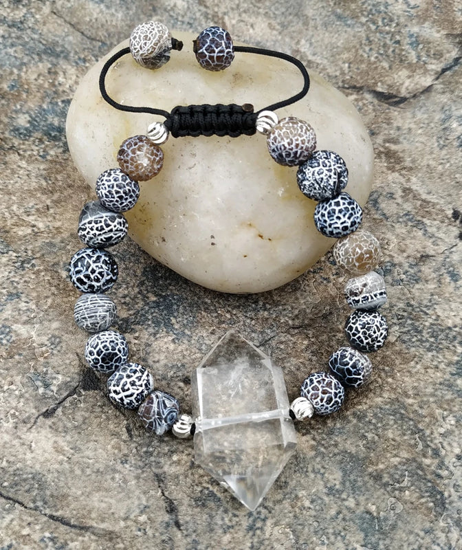 Natural Quartz Agates Beads Bracelet Adjustable