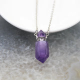 Quartz Amethysts/Citrines Hexagon Points Perfume Bottle Pendant