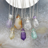 Quartz Amethysts/Citrines Hexagon Points Perfume Bottle Pendant
