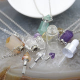 Quartz Amethysts/Citrines Hexagon Points Perfume Bottle Pendant