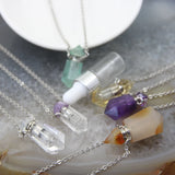 Quartz Amethysts/Citrines Hexagon Points Perfume Bottle Pendant