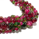 Natural Quartz Crack Watermelon Red Crystal Loose Round Stone Beads