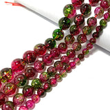 Natural Quartz Crack Watermelon Red Crystal Loose Round Stone Beads