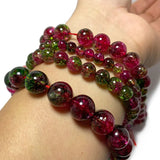 Natural Quartz Crack Watermelon Red Crystal Loose Round Stone Beads
