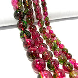 Natural Quartz Crack Watermelon Red Crystal Loose Round Stone Beads