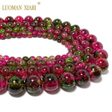 Natural Quartz Crack Watermelon Red Crystal Loose Round Stone Beads