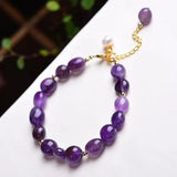 Natural Quartz Crystal Amethysts Women Bracelets Healing Balance Nuggets
