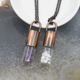 Natural Quartz Crystal Chip Beads Perfume Roller Bottle Pendant