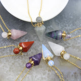 Quartz Crystal Faceted Point Pendulum Perfume Bottle Pendant Necklace
