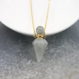 Quartz Crystal Faceted Point Pendulum Perfume Bottle Pendant Necklace