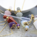 Quartz Crystal Faceted Point Pendulum Perfume Bottle Pendant Necklace