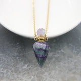 Quartz Crystal Faceted Point Pendulum Perfume Bottle Pendant Necklace