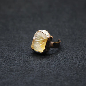 Natural Quartz Crystal Finger Ring Raw Mineral Open Rings Women Party Jewelry