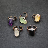 Natural Quartz Crystal Finger Ring Raw Mineral Open Rings Women Party Jewelry