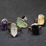 Natural Quartz Crystal Finger Ring Raw Mineral Open Rings Women Party Jewelry