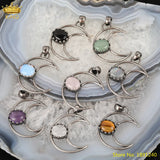Quartz Crystal Oval Beads Pendant Jewelry, Moon Charms for DIY Making